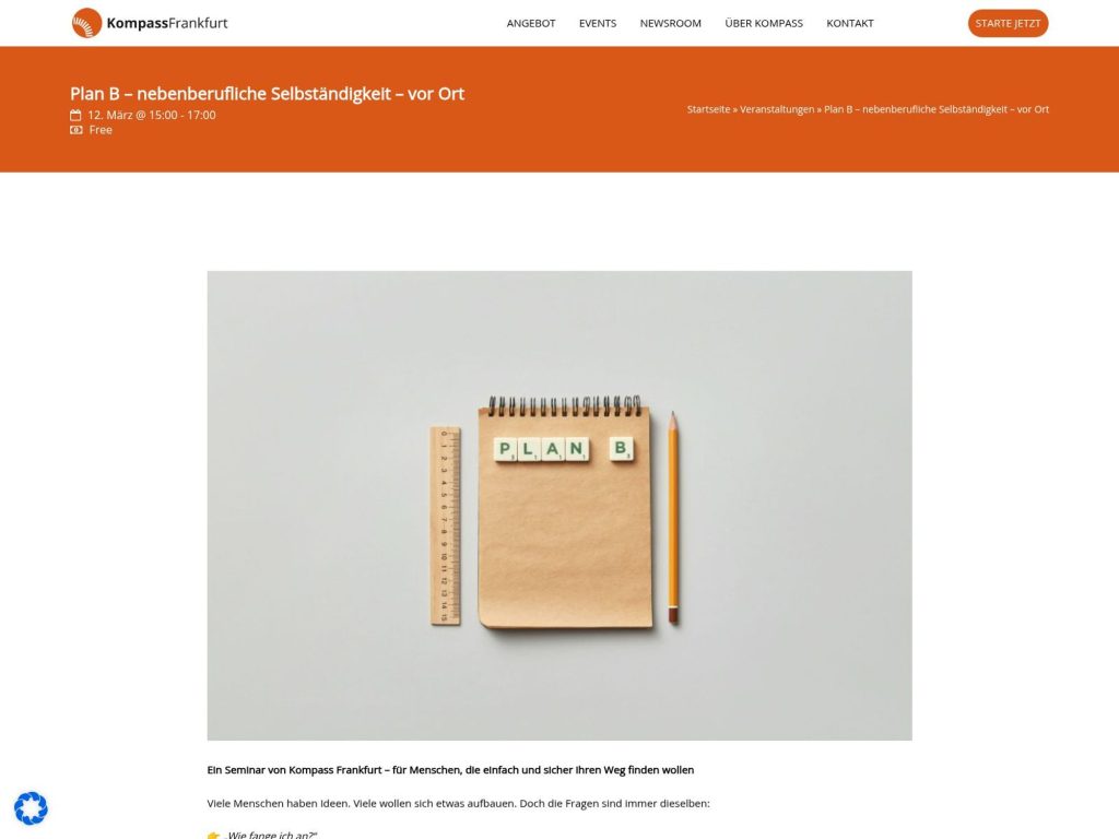 Plan B – nebenberufliche Selbständigkeit – vor Ort website