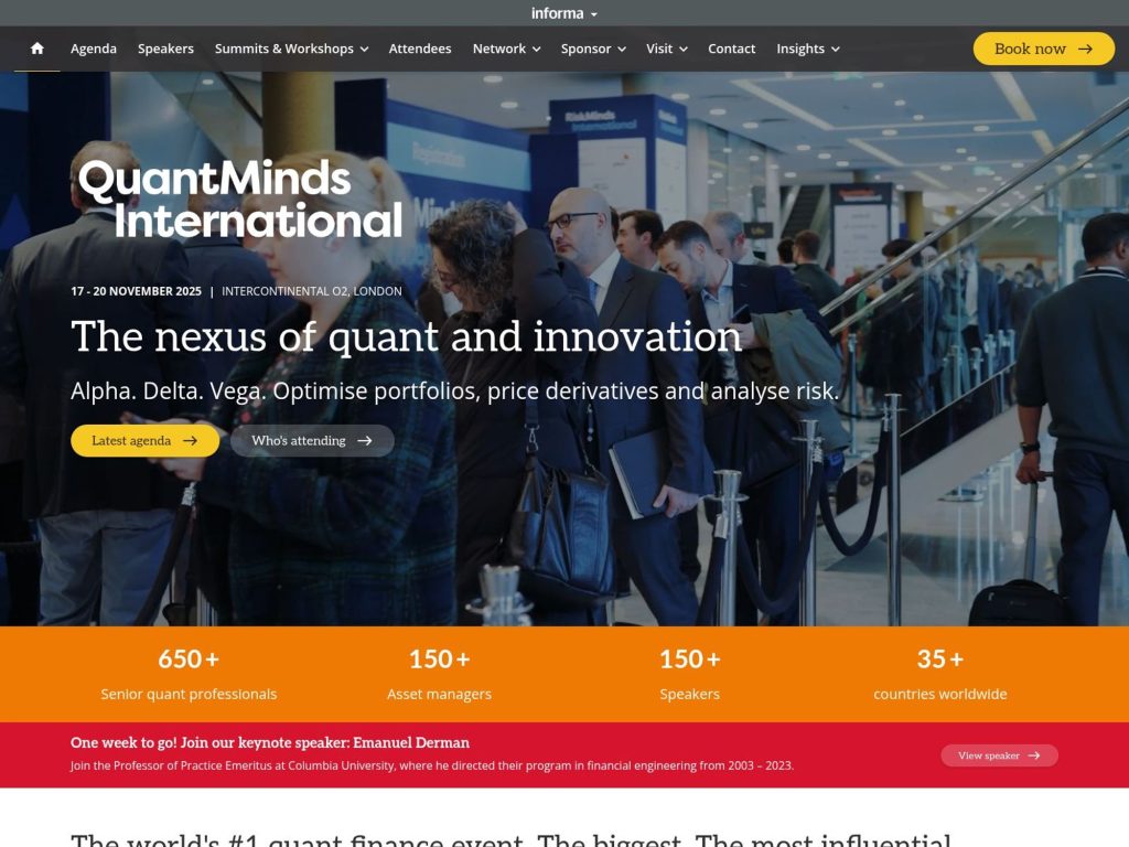 Quantminds International 2025 - The world's #1 quant finance event. The biggest. The most influential. - Event screenshot