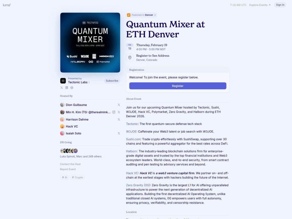 Quantum Mixer at ETH Denver website