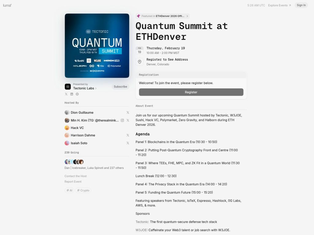 Quantum Summit at ETHDenver website