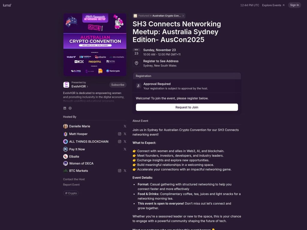 SH3 Connects Networking Meetup - Australia Sydney Edition- AusCon2025 - Event screenshot