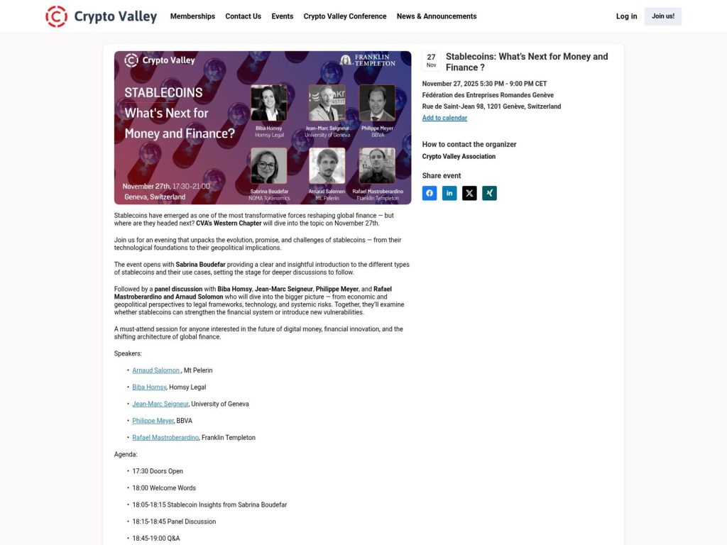 Stablecoins: What’s Next for Money and Finance ? - Event screenshot