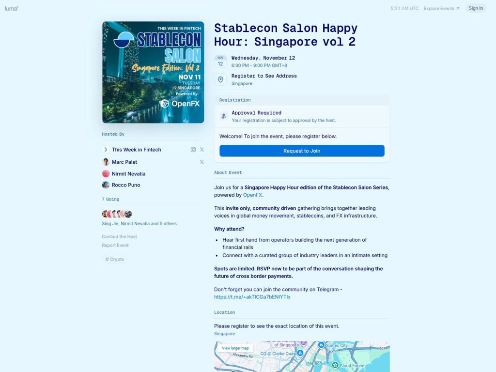 Stablecon Salon Happy Hour: Singapore vol 2 - Event screenshot