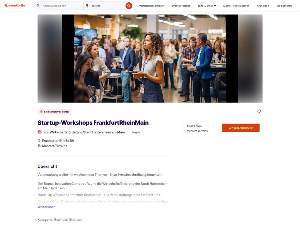 Start-up Workshops - Event screenshot