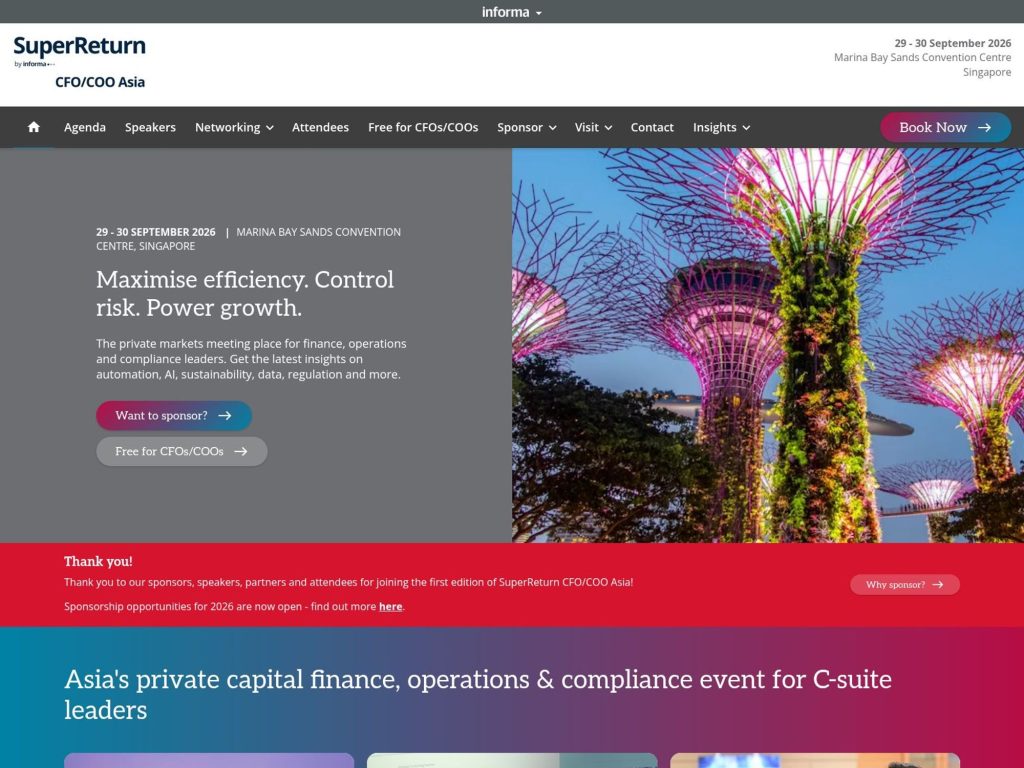 SuperReturn CFO/COO Asia website