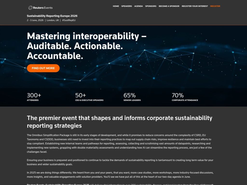 Sustainability Reporting Europe 2026 website