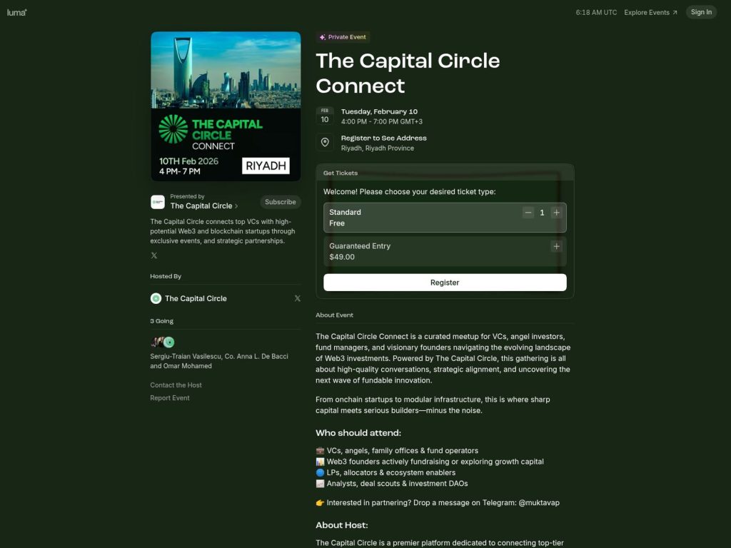 The Capital Circle Connect Riyadh website