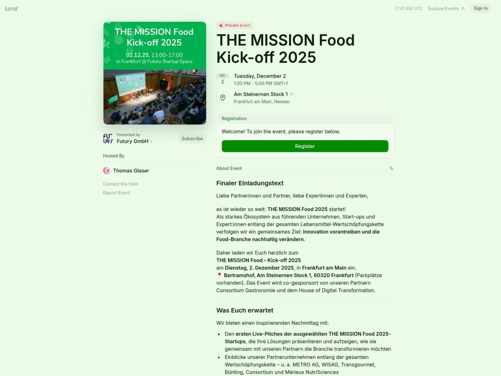 THE MISSION Food Kick-off 2025 - Event screenshot