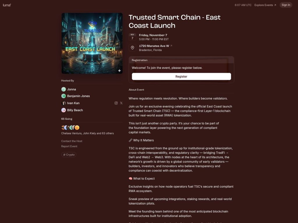 Trusted Smart Chain - East Coast Launch - Event screenshot