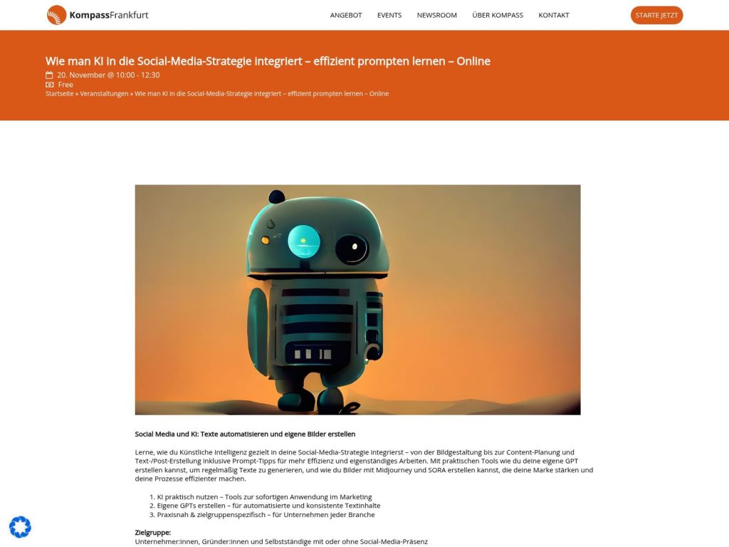 Wie man KI in die Social-Media-Strategie integriert – effizient prompten lernen - Event screenshot