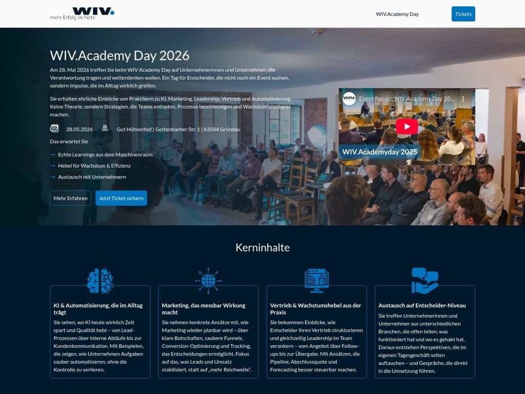 WIV.Academy Day 2026 website