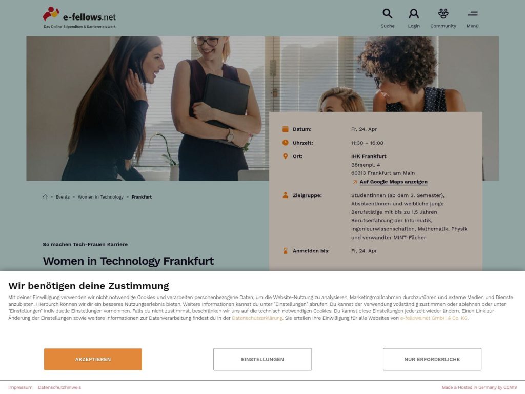 Women in Technology Frankfurt website