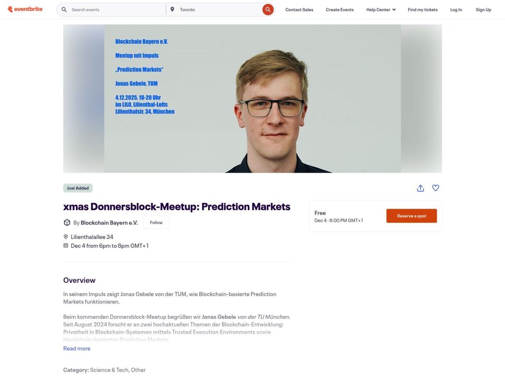 xmas Donnersblock-Meetup: Prediction Markets - Event screenshot