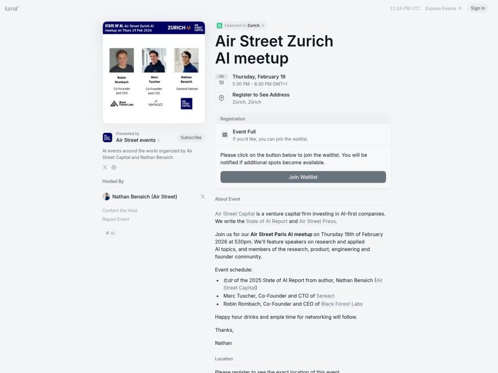 Zurich.AI meetup website