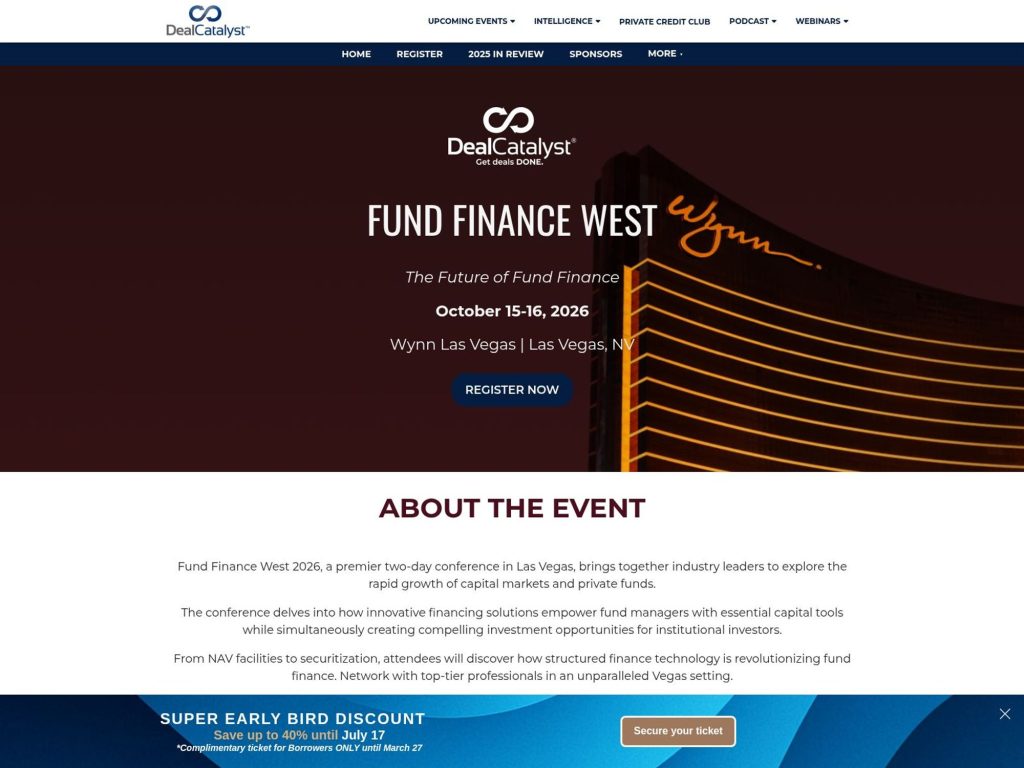 2026 DealCatalyst Fund Finance West website