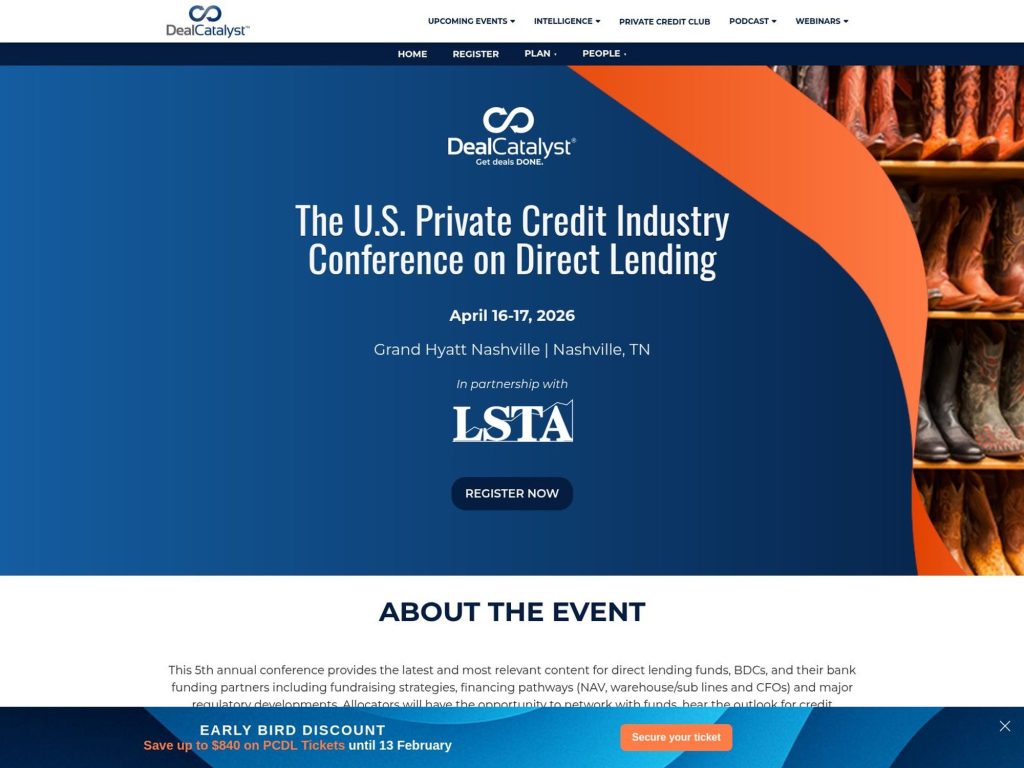 2026 DealCatalyst U.S. Private Credit Industry Conference on Direct Lending image