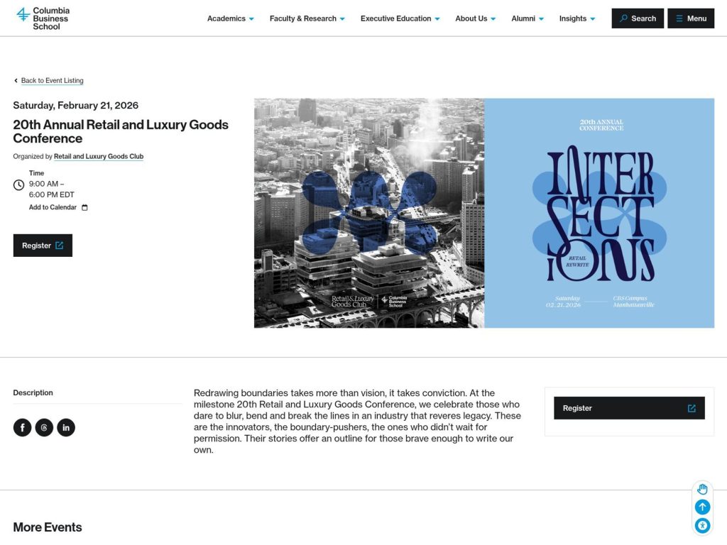 20th Annual Retail and Luxury Goods Conference website