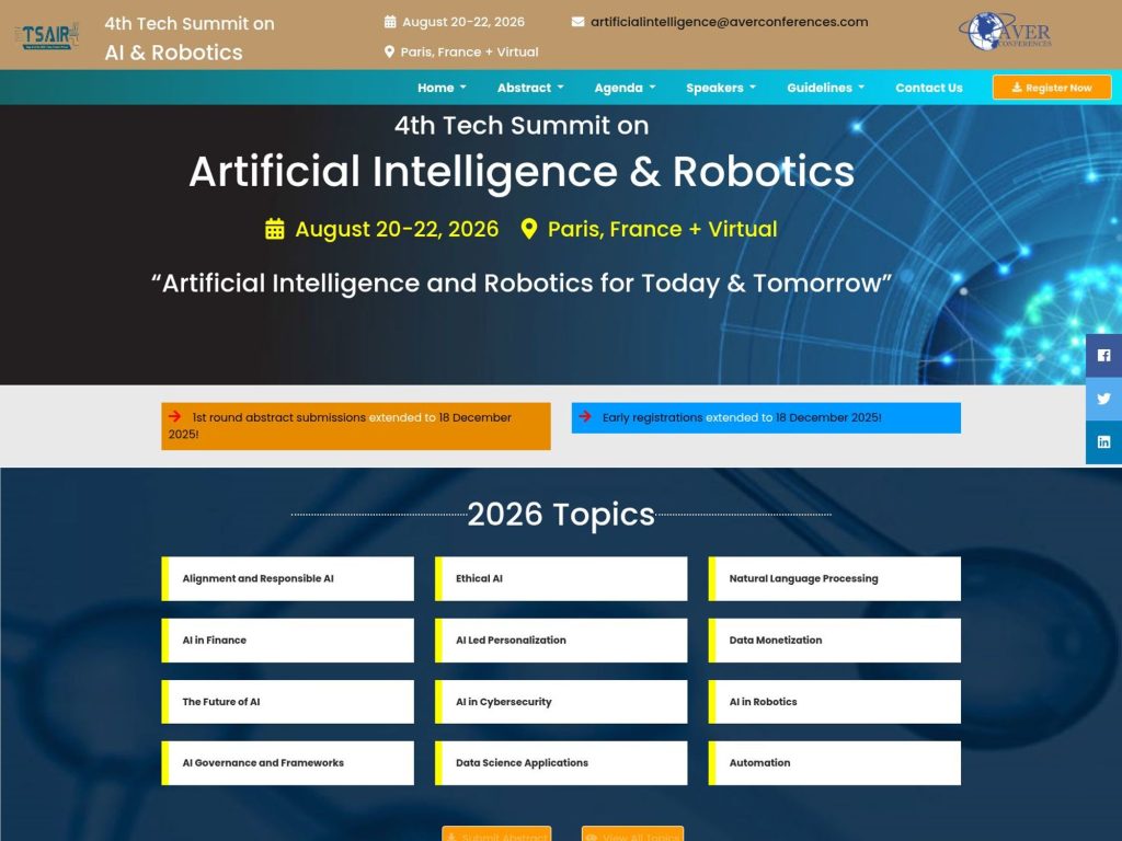 4th Tech Summit on Artificial Intelligence & Robotics website