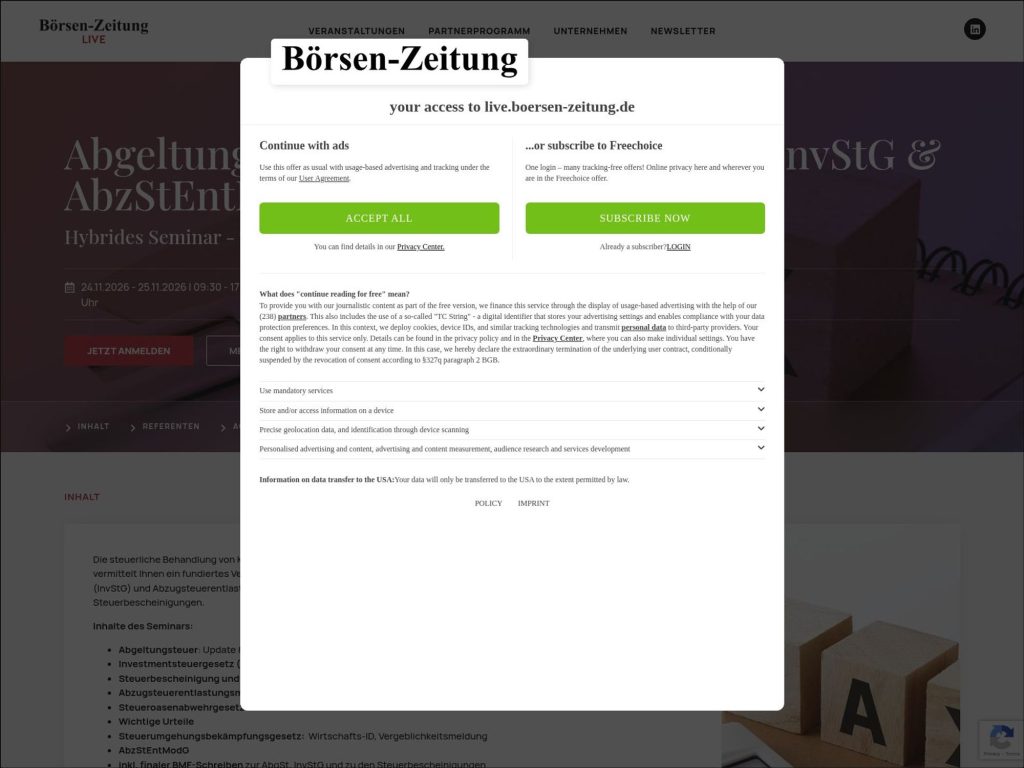 Abgeltungsteuer, Jahresendreporting, InvStG & AbzStEntModG November 2026 website