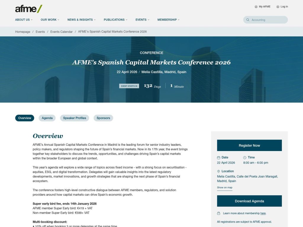 AFME's Spanish Capital Markets Conference 2026 website