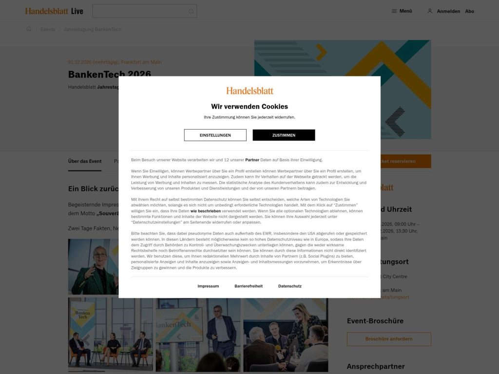 BankenTech 2026 - Handelsblatt Jahrestagung website