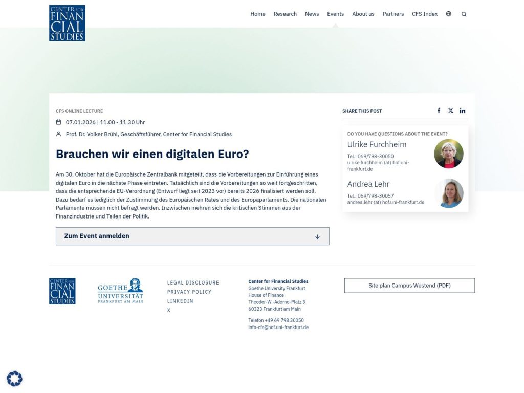 Brauchen wir einen digitalen Euro? - Event screenshot