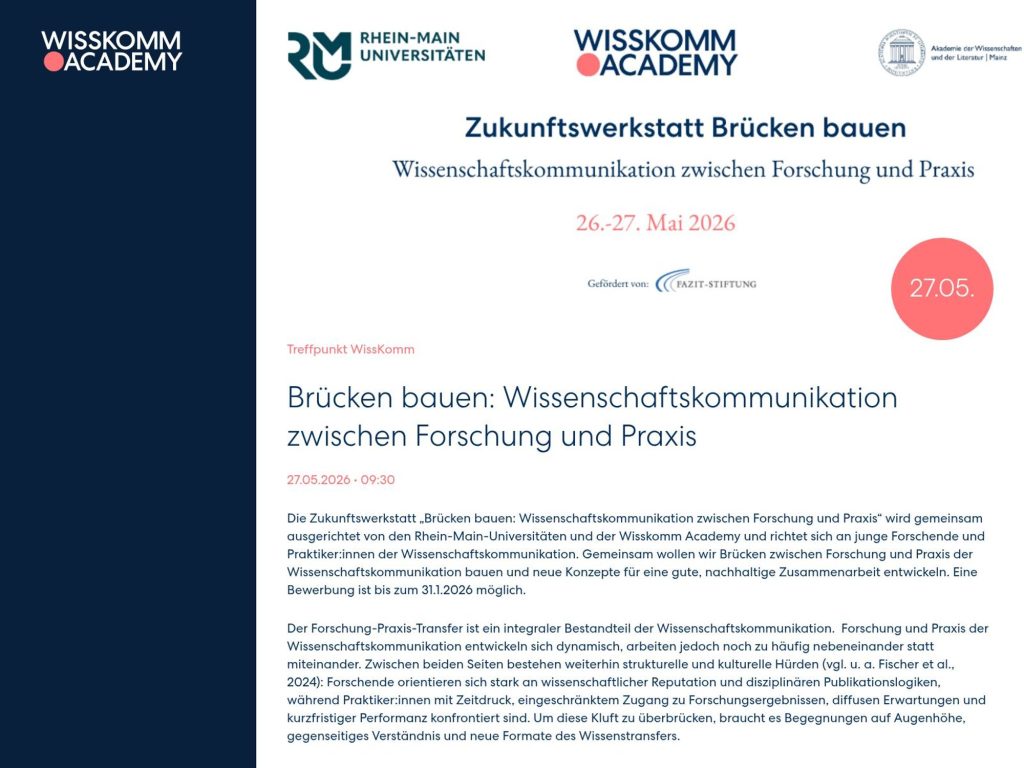 Brücken bauen: Wissenschaftskommunikation zwischen Forschung und Praxis website