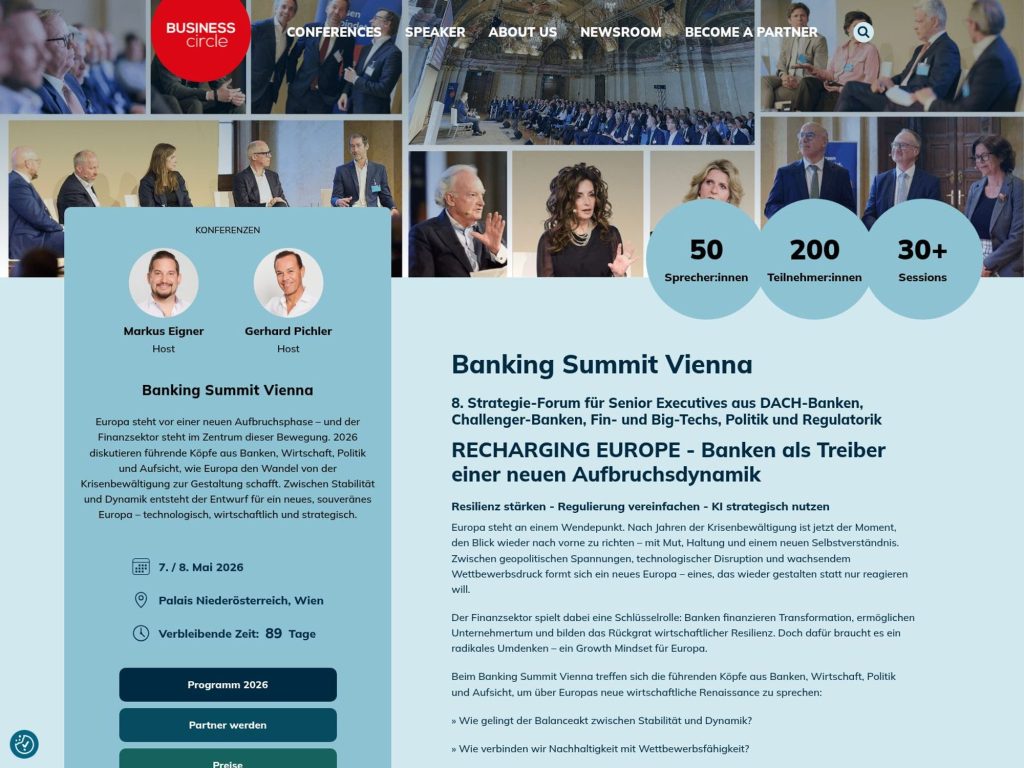 Banking Summit Vienna website