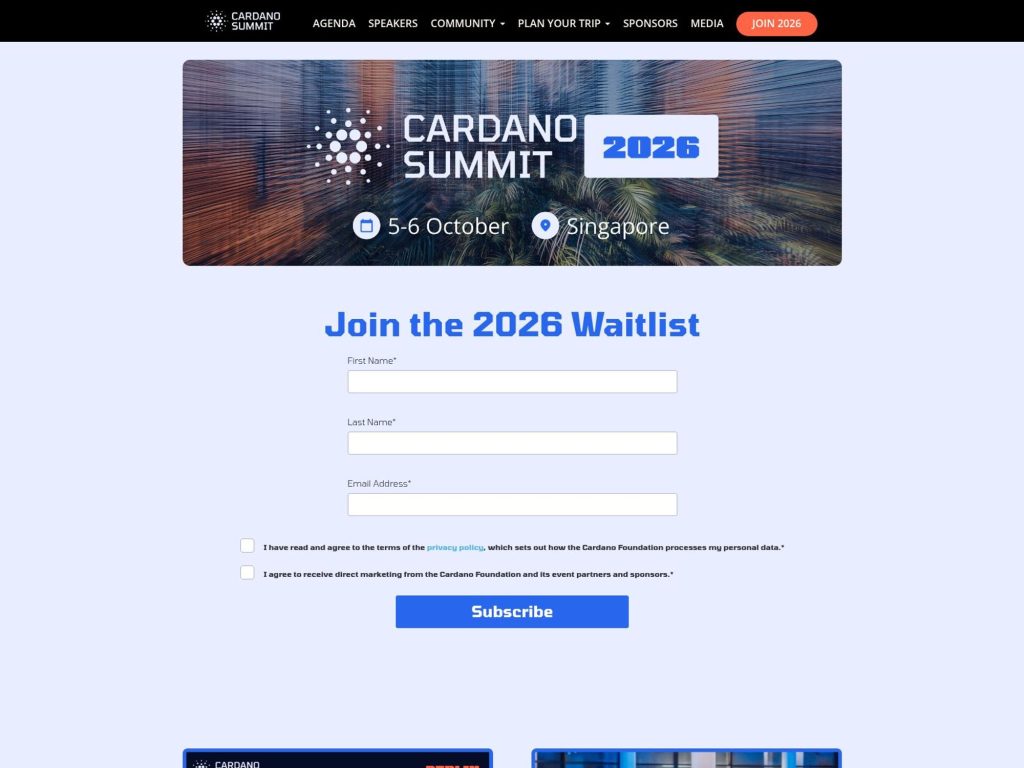 Cardano Summit 2026 website