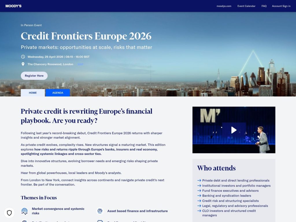 Credit Frontiers Europe 2026 website