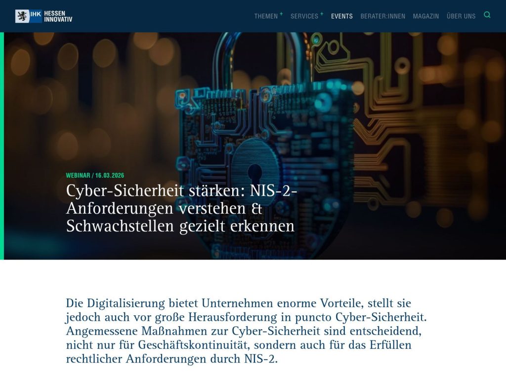Cyber-Sicherheit stärken: NIS-2-Anforderungen verstehen & Schwachstellen gezielt erkennen website