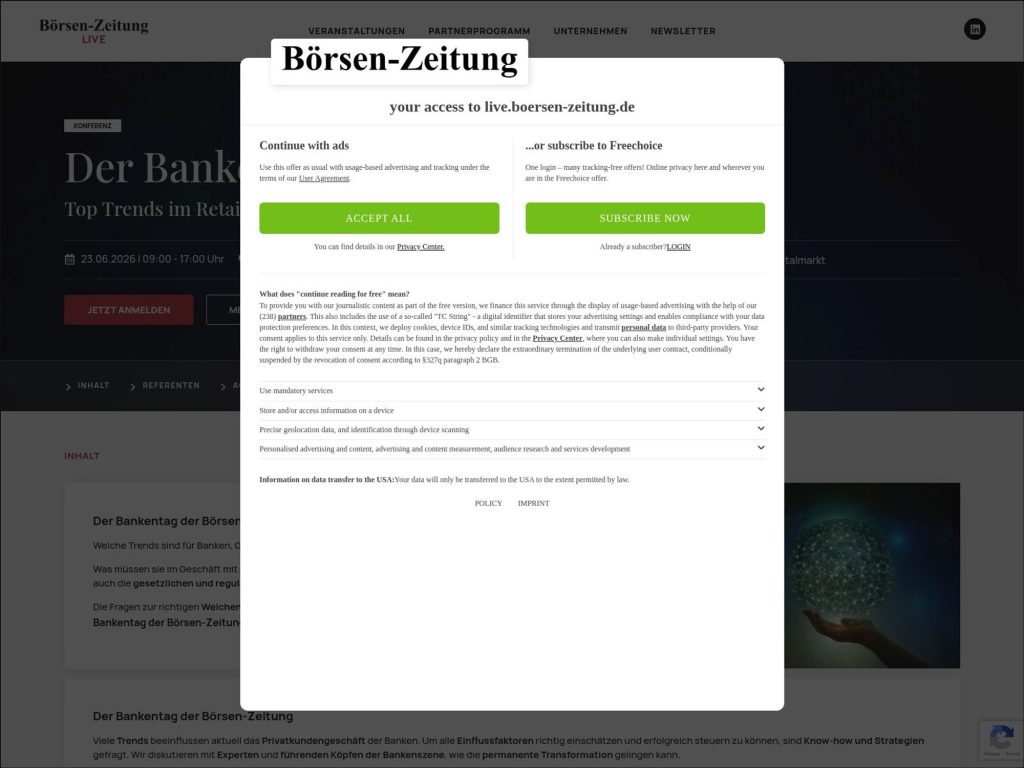 Der Bankentag der Börsen-Zeitung website