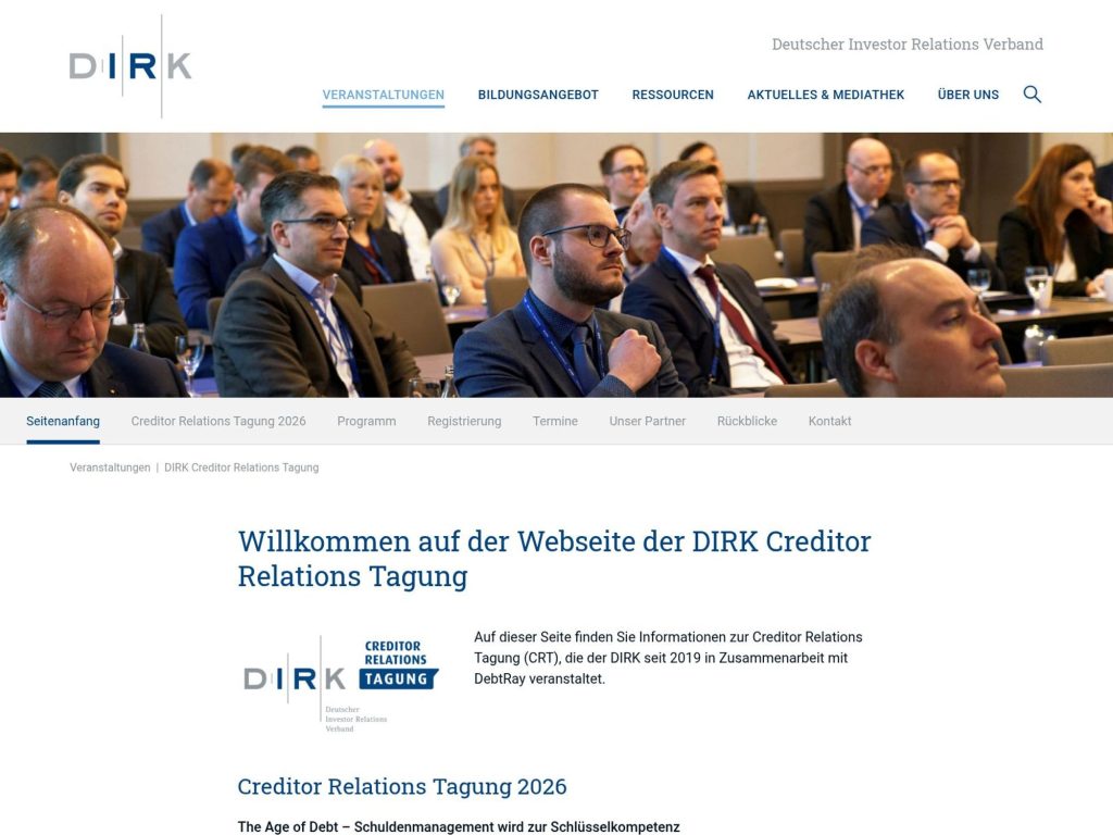 DIRK Creditor Relations Tagung 2025 website