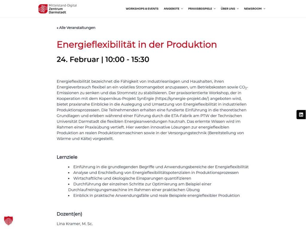 Energieflexibilität in der Produktion website
