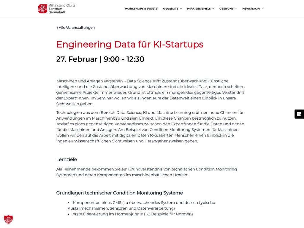 Engineering Data für KI-Startups website