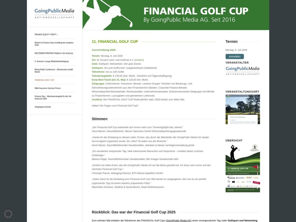 11. Financial Golf Cup website