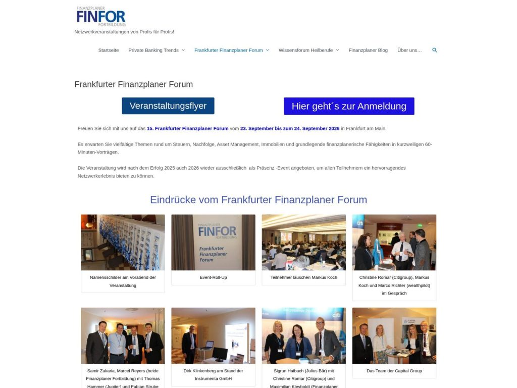 FinFor 15. Frankfurter Finanzplaner Forum website