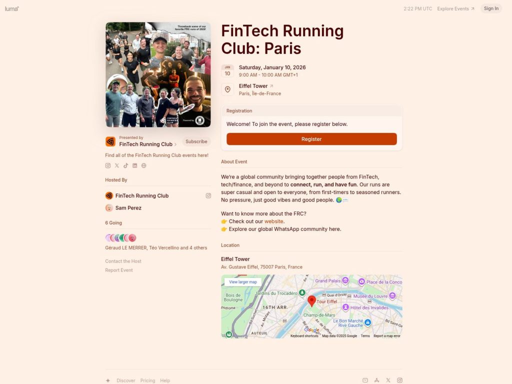 FinTech Running Club: Paris - Event screenshot