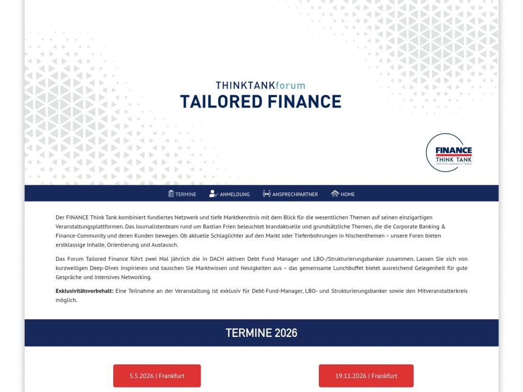 Forum Tailored Finance website