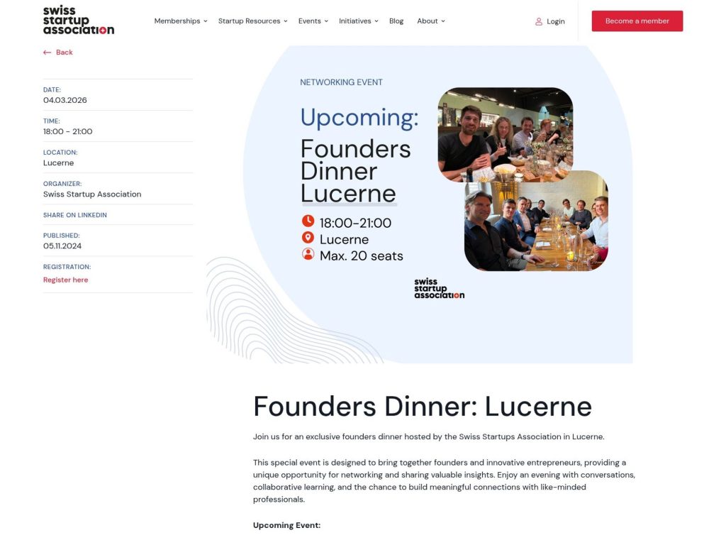 Founders Dinner: Lucerne website