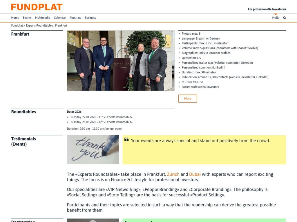 Fundplat 25th Experts Roundtable website