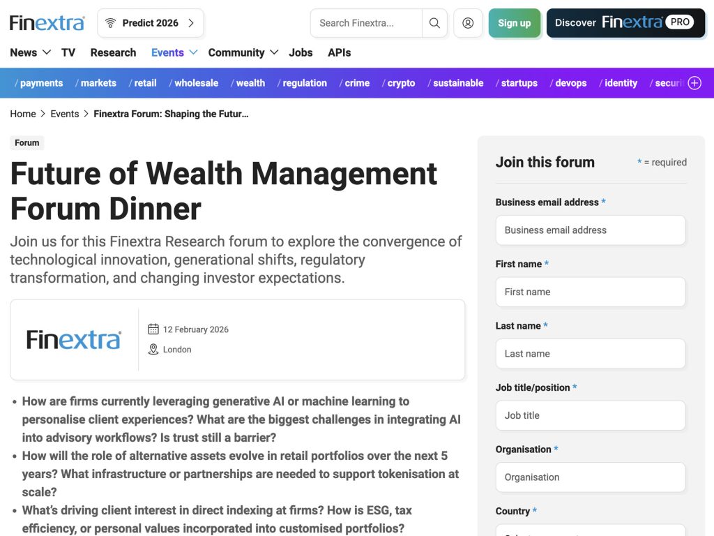 Future of Wealth Management Forum Dinner image