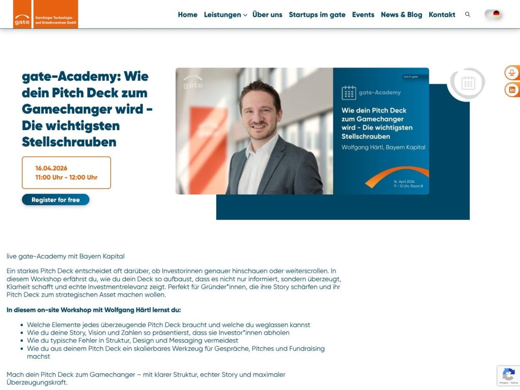 gate-Academy: Wie dein Pitch Deck zum Gamechanger wird - Die wichtigsten Stellschrauben website
