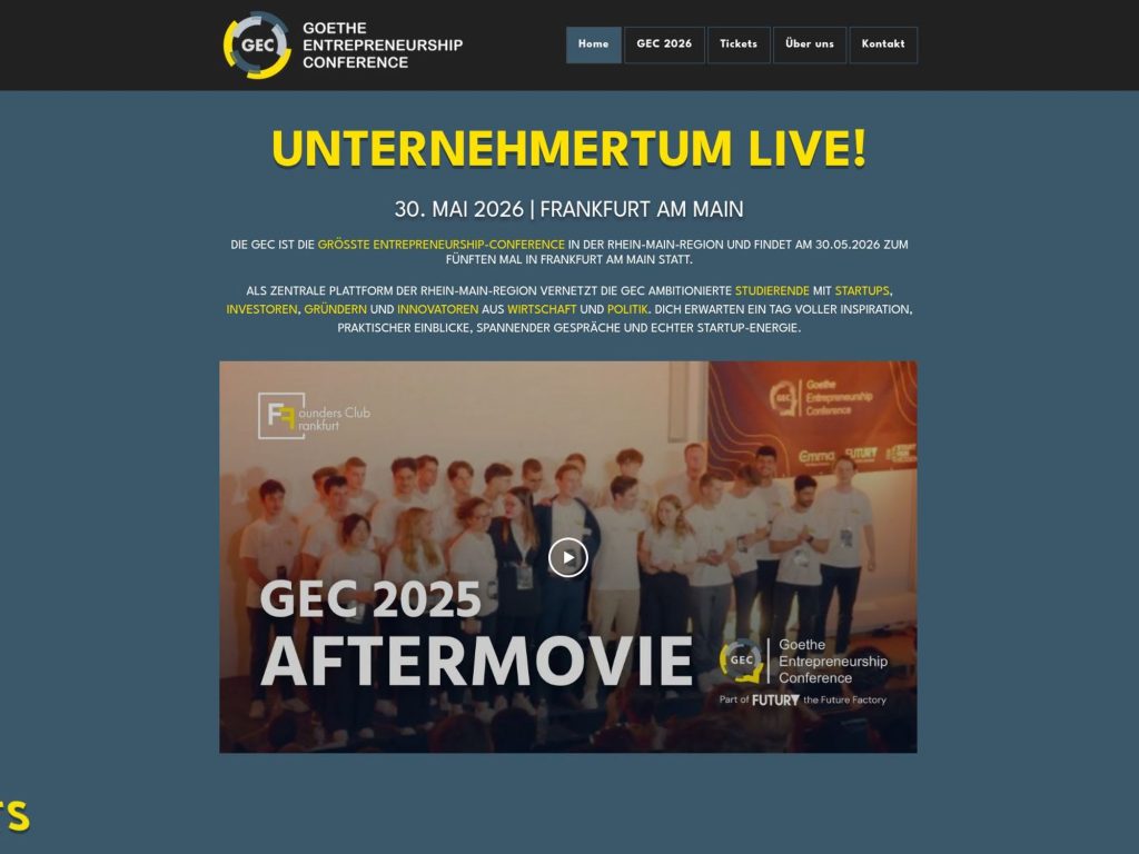 Goethe Entrepreneurship Conference 2026 website