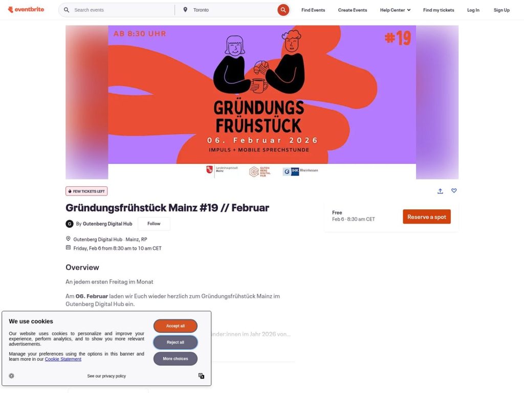 Gründungsfrühstück Mainz #19 // Februar image