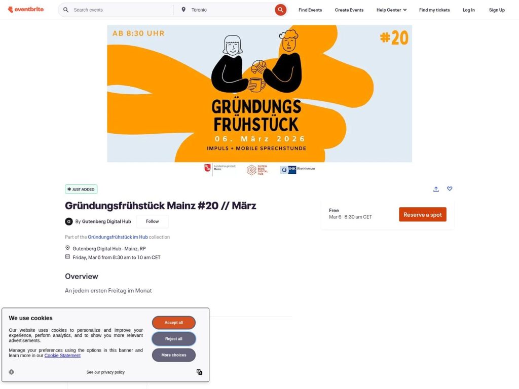 Gründungsfrühstück Mainz #20 // März website