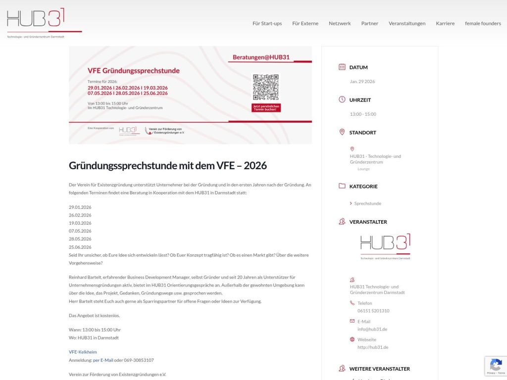 Gründungssprechstunde mit dem VFE im HUB31 image