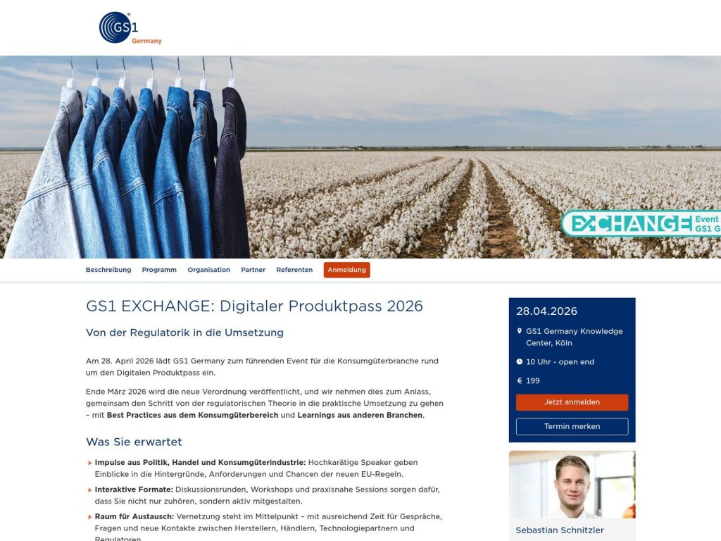 GS1 EXCHANGE: Digitaler Produktpass 2026 website