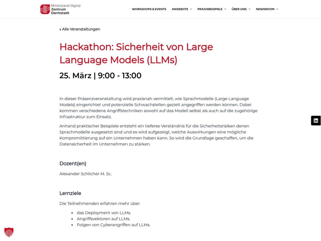 Hackathon: Sicherheit von Large Language Models (LLMs) website