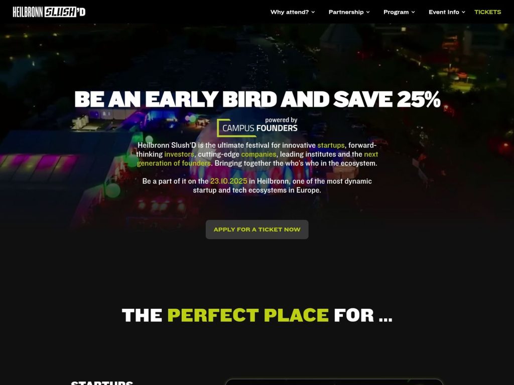 Heilbronn Slush'd 2025 - The ultimate startup festival - Event screenshot